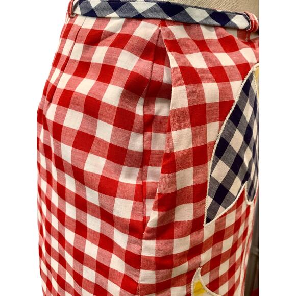 Vintage 60s Mod David Smith Red White Gingham Tennis Skort w Large Tulip | W 28" - Picture 9 of 10